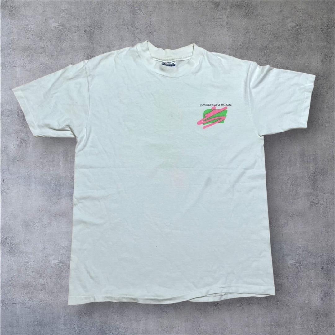 80s USA製 Hanes 白 Lサイズ スキー 企業 co-000038