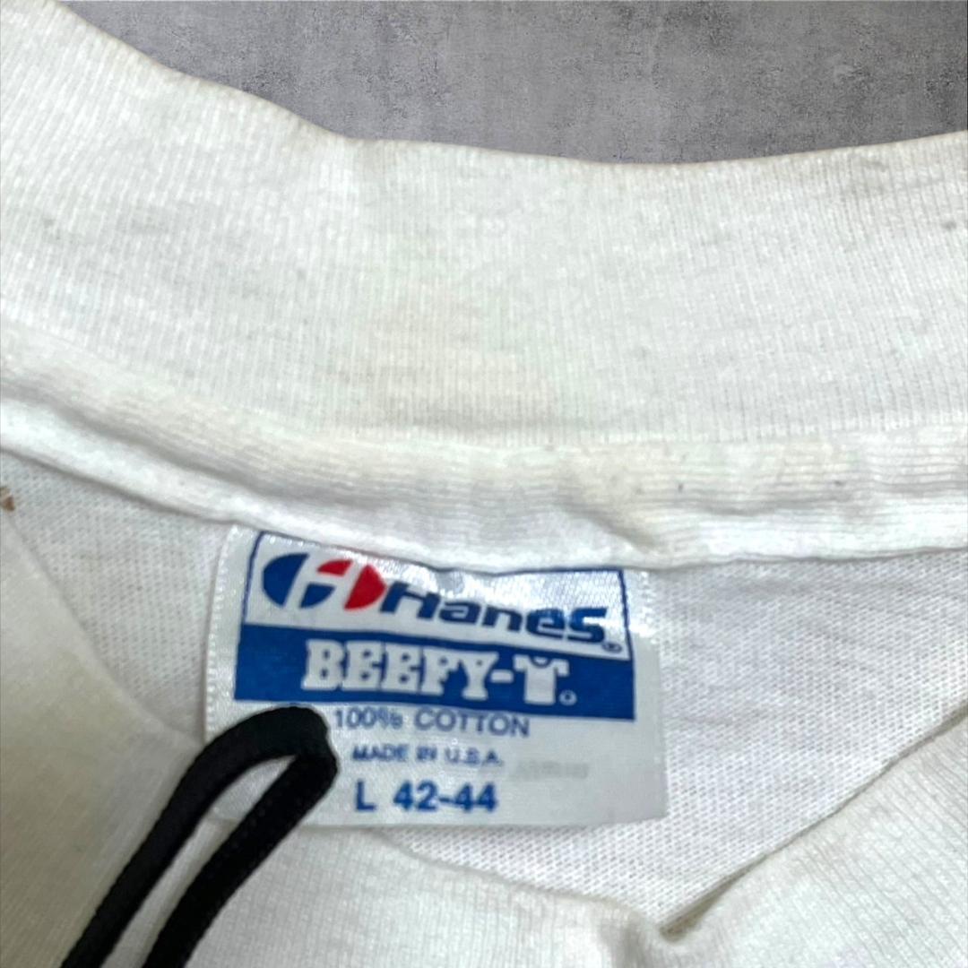 80s USA製 Hanes 白 Lサイズ スキー 企業 co-000038