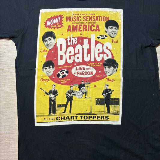 00s BEATLES ビートルズ 黒 Tシャツ バンドT L ba-u-2505-050