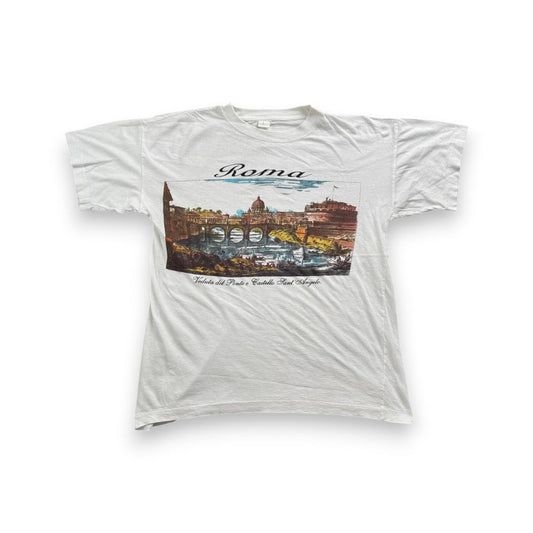 80s 90s ローマ スーベニア Tシャツ ROMA 白 L a-u-2505-078