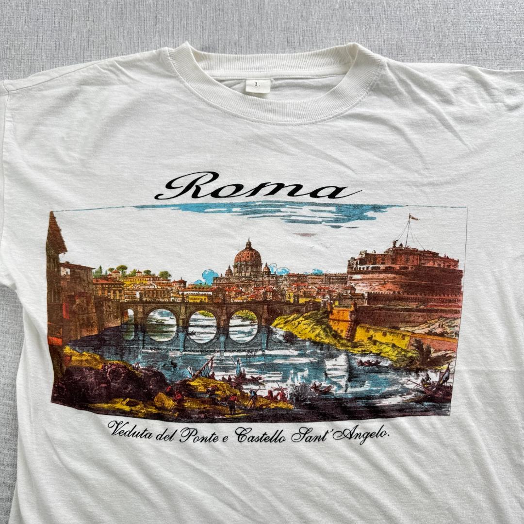 80s 90s ローマ スーベニア Tシャツ ROMA 白 L a-u-2505-078