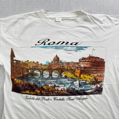 80s 90s ローマ スーベニア Tシャツ ROMA 白 L a-u-2505-078