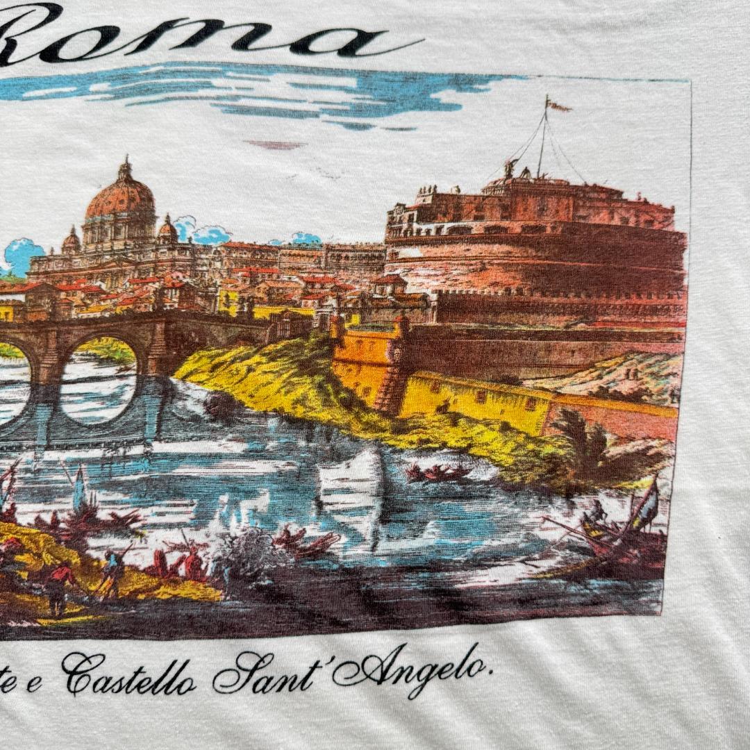 80s 90s ローマ スーベニア Tシャツ ROMA 白 L a-u-2505-078