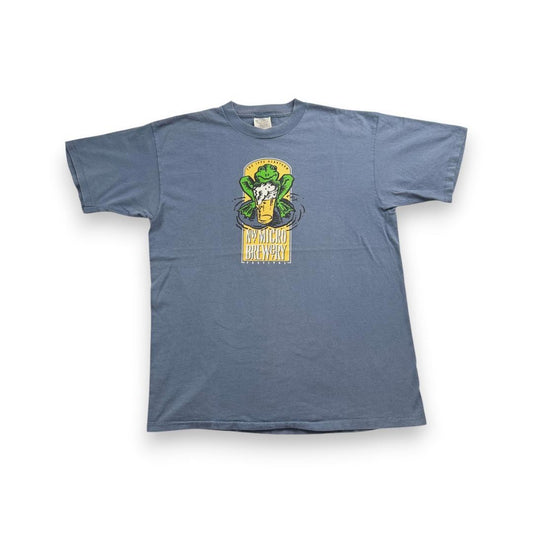 90s USA製 Tシャツ ビール カエル 青 XL プロモT a-u-2505-031