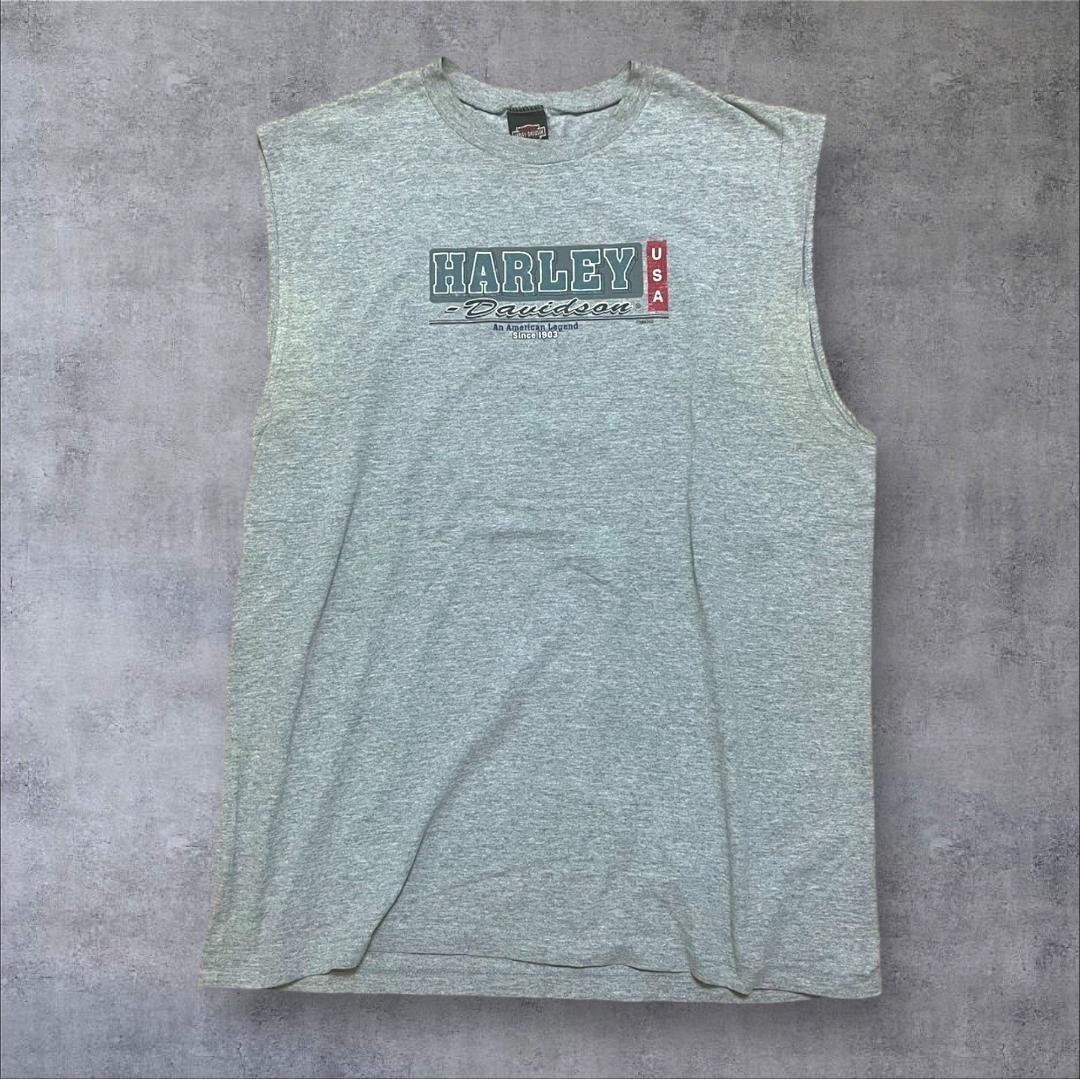 ハーレーダビッドソン  グレー ノースリーブ USA製 XL co-u-2505-028