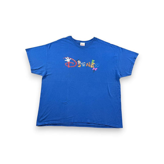00s ディズニー Tシャツ 青 ロゴ ミッキー ティガー d-000029