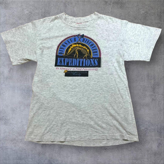 90s USA製 アート 恐竜 ダイナソー グレー L co-000018