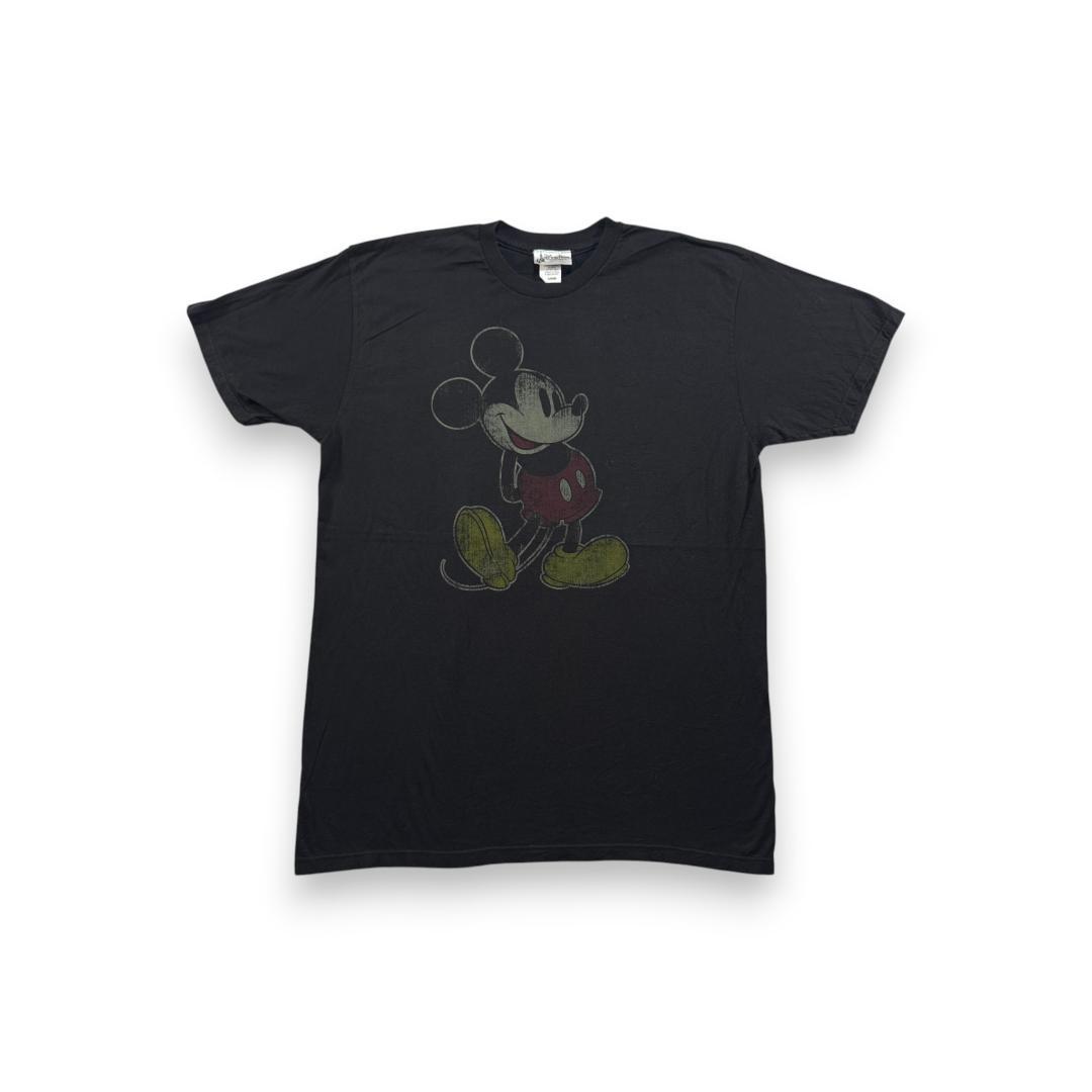 00s ミッキー ディズニー Tシャツ パークタグ L 黒 d-000034