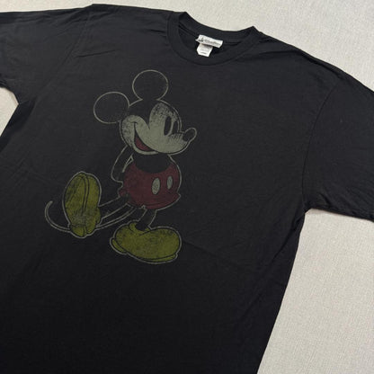 00s ミッキー ディズニー Tシャツ パークタグ L 黒 d-000034