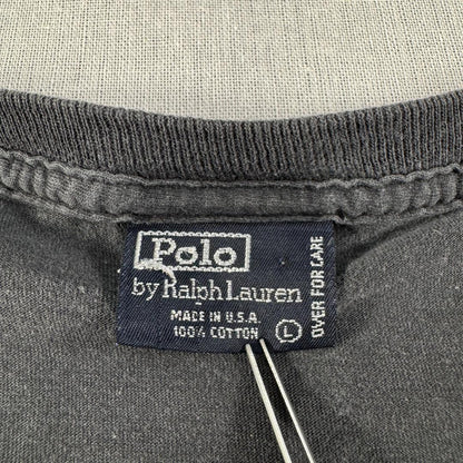 90s POLO ポロ ラルフローレン レース USA製 黒 L ポケT br-000003