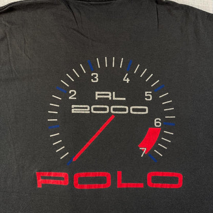 90s POLO ポロ ラルフローレン レース USA製 黒 L ポケT br-000003