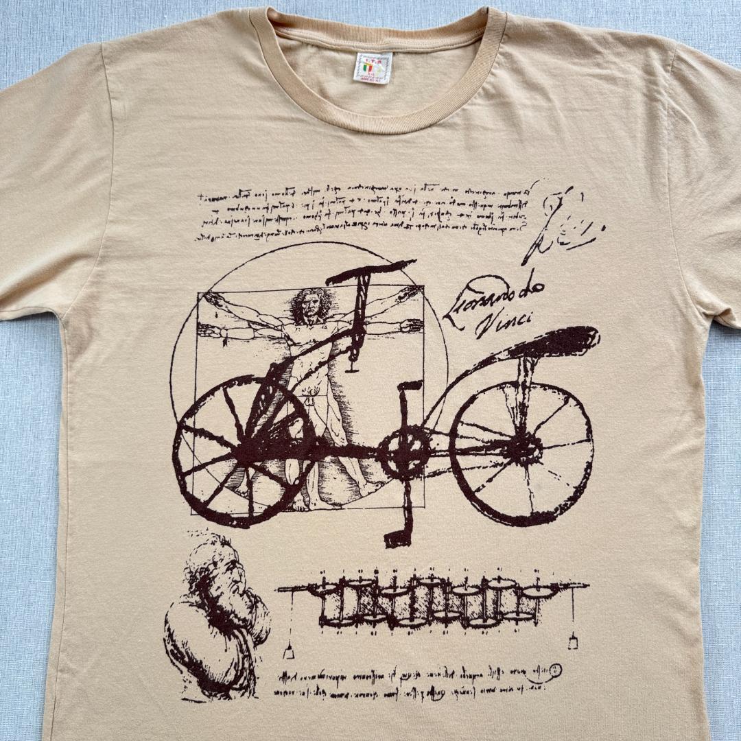 レオナルドダヴィンチ Tシャツ アートT ベーシュ 自転車 a-u-2505-026