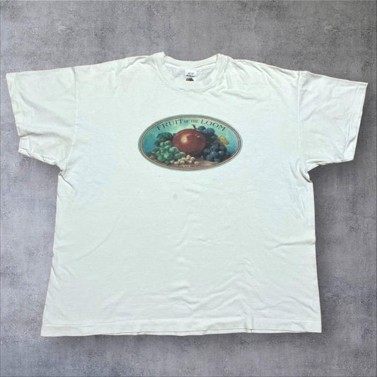 90s フルーツオブザルーム ロゴT 白 2XL USA製 co-000050