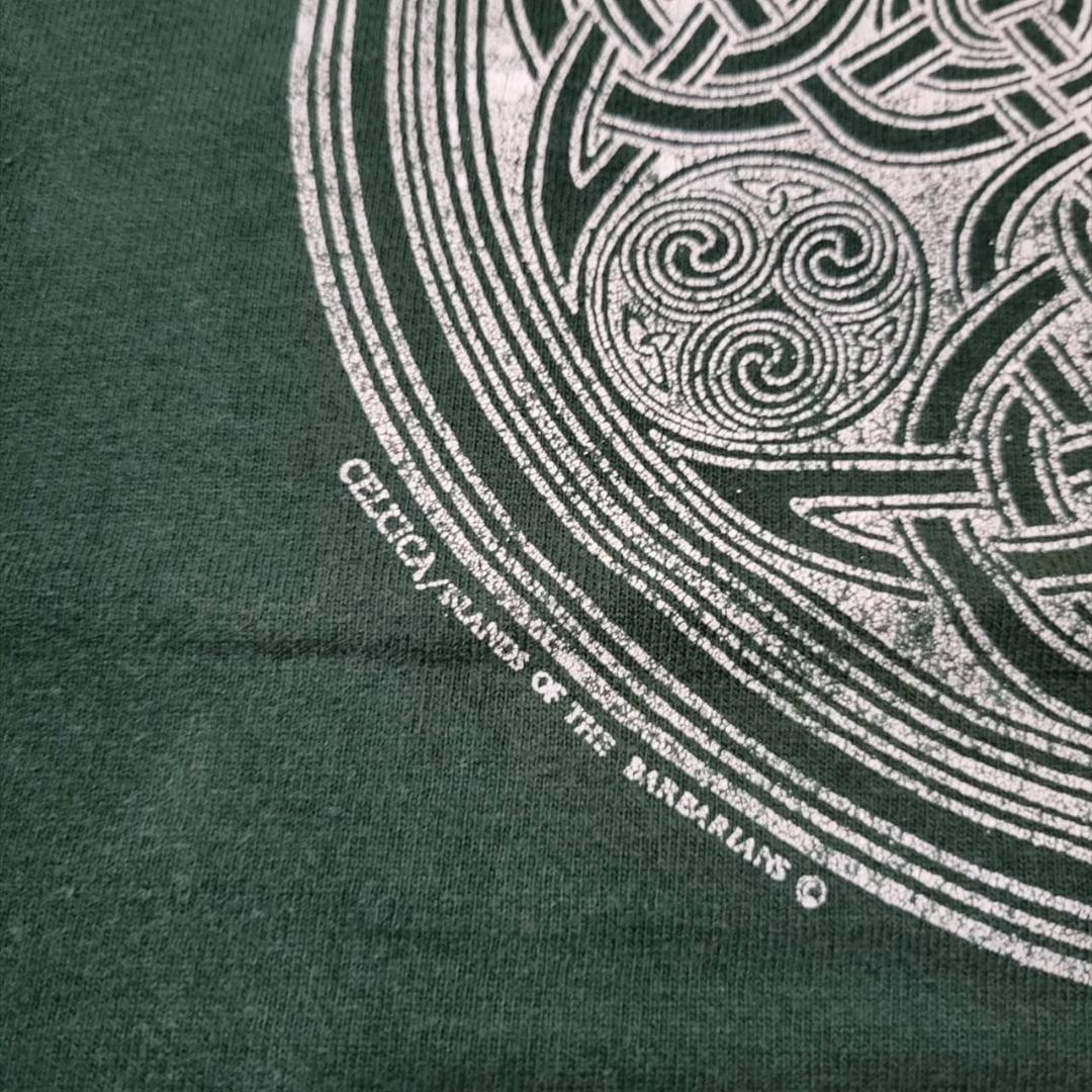 90s USA製 ケルト柄 グリーン L シングルステッチ a-000039