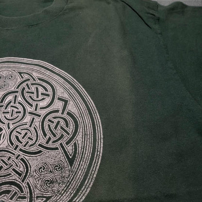 90s USA製 ケルト柄 グリーン L シングルステッチ a-000039