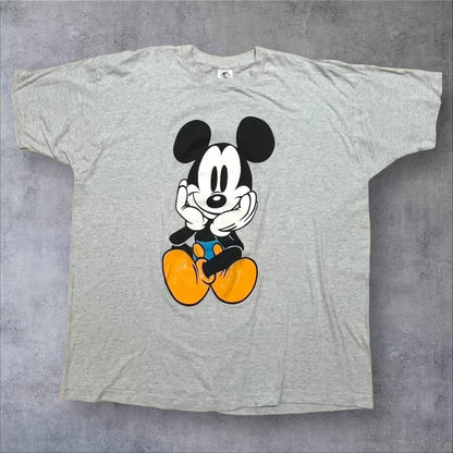 90s USA製 お座りミッキー ディズニー 青パン ヴィンテージ Tシャツ 大きめ d-000025