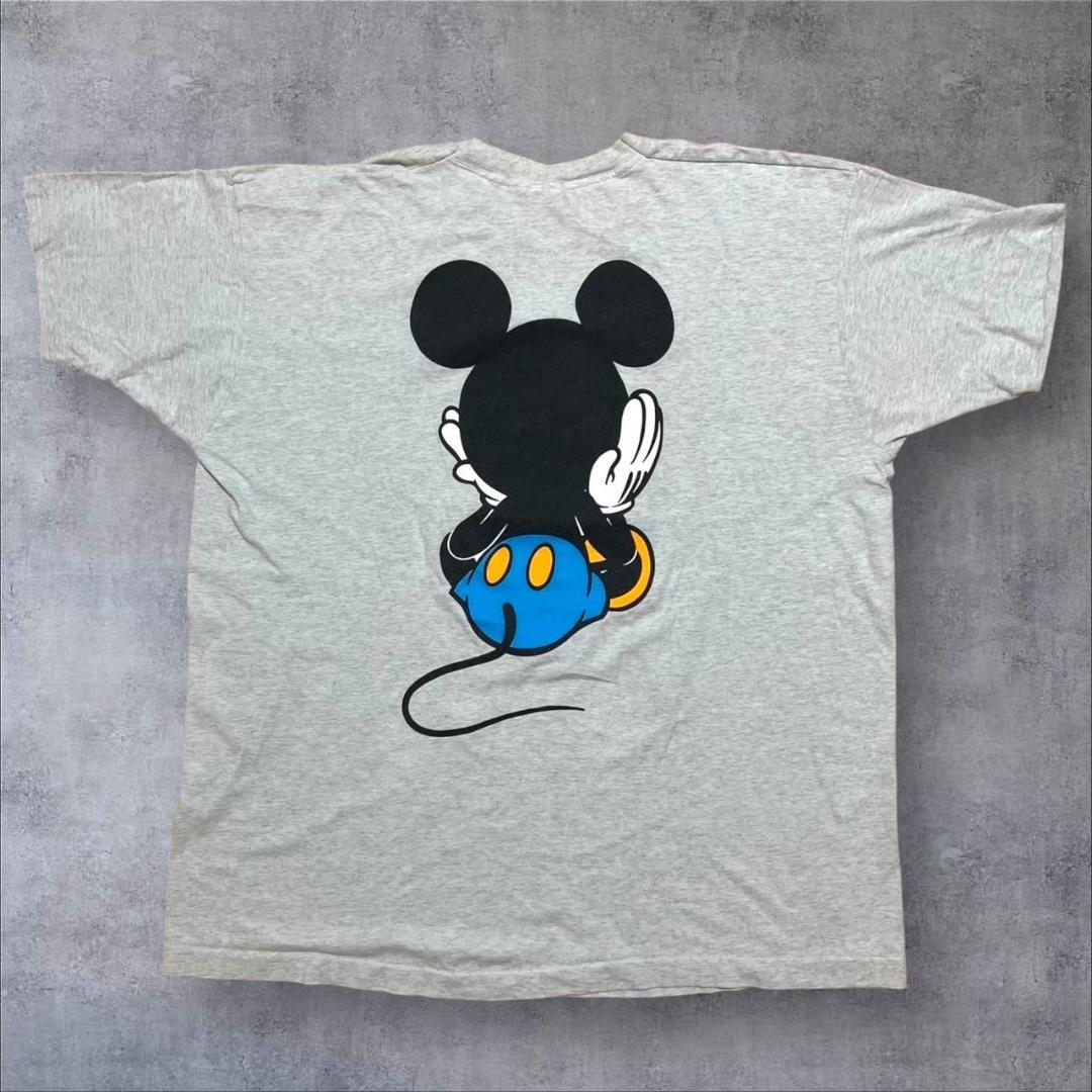 90s USA製 お座りミッキー ディズニー 青パン ヴィンテージ Tシャツ 大きめ d-000025