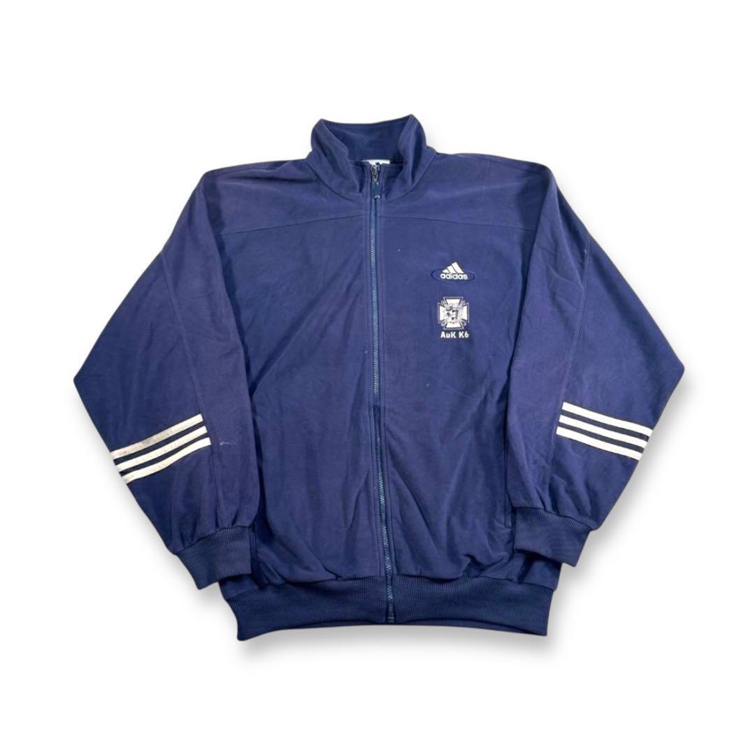 90s adidas アディダス トラックジャケット ベロア ネイビー 刺繍 ad-u-2505-020