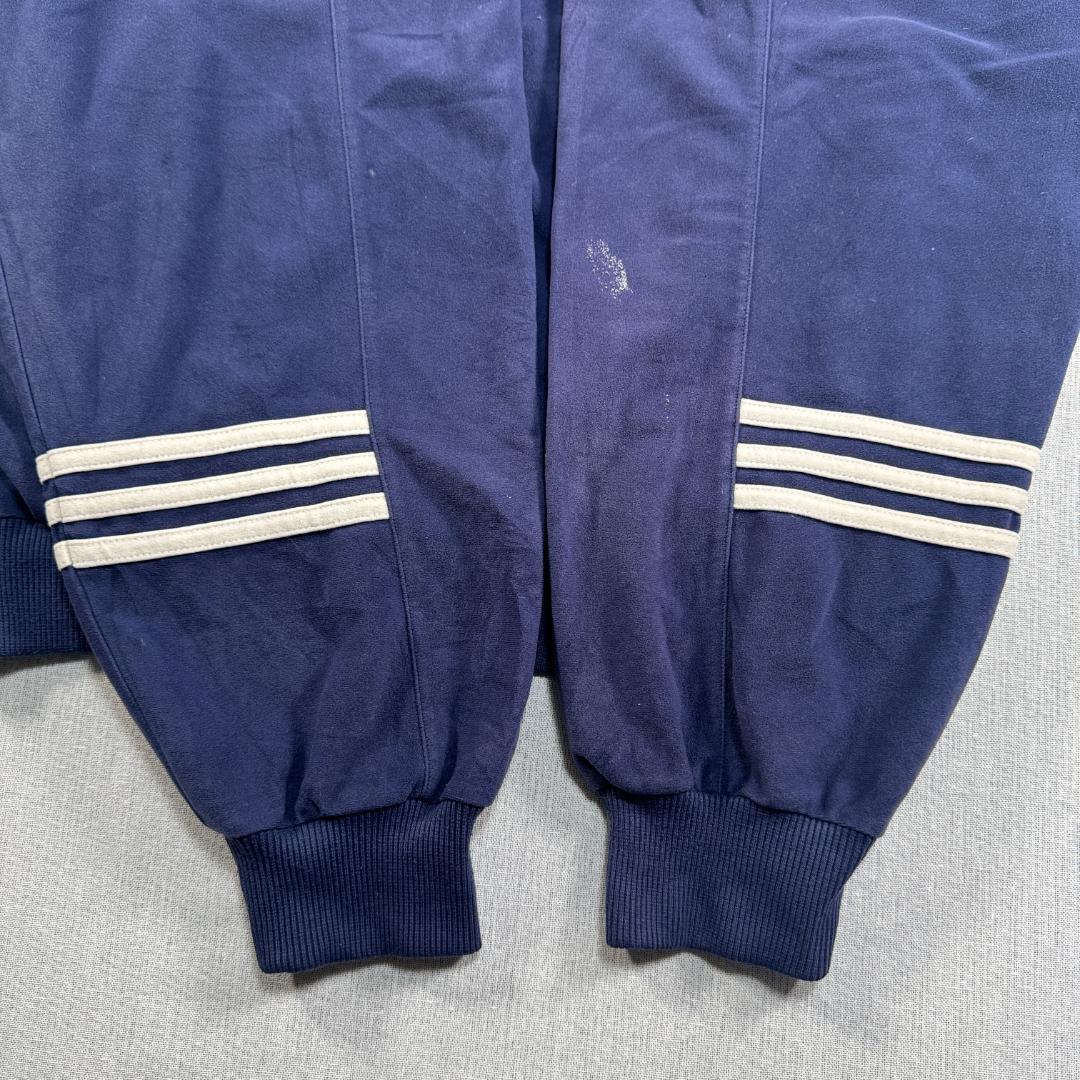 90s adidas アディダス トラックジャケット ベロア ネイビー 刺繍 ad-u-2505-020