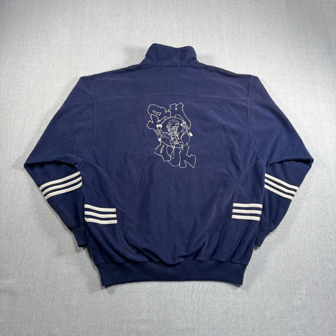 90s adidas アディダス トラックジャケット ベロア ネイビー 刺繍 ad-u-2505-020