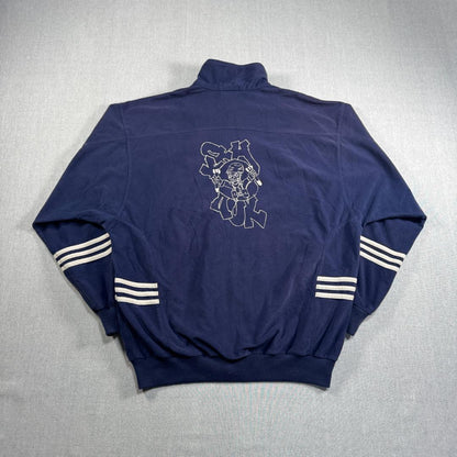 90s adidas アディダス トラックジャケット ベロア ネイビー 刺繍 ad-u-2505-020