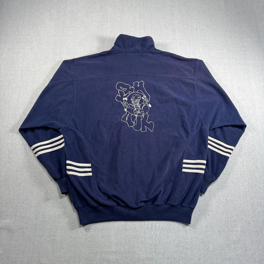 90s adidas アディダス トラックジャケット ベロア ネイビー 刺繍 ad-u-2505-020