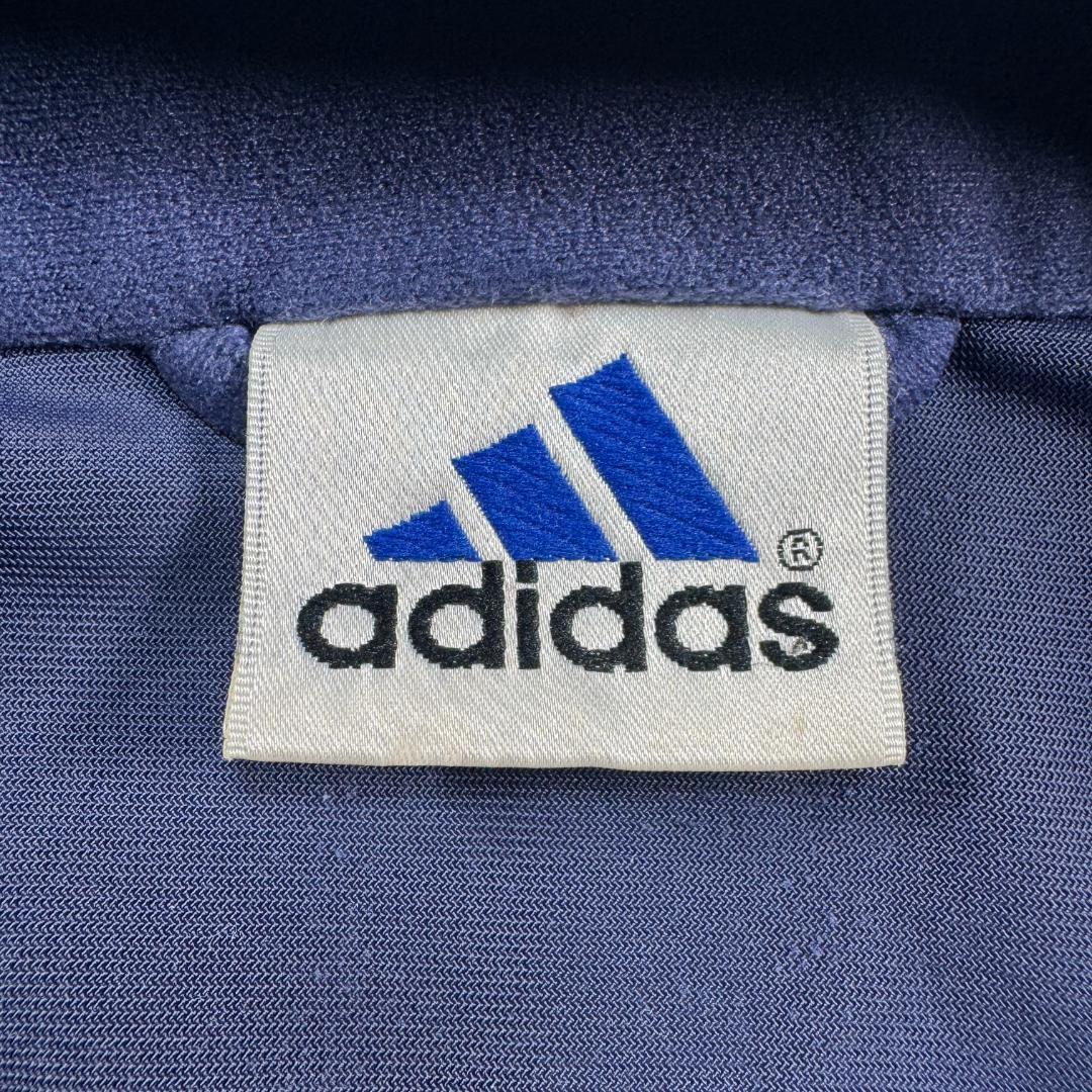 90s adidas アディダス トラックジャケット ベロア ネイビー 刺繍 ad-u-2505-020