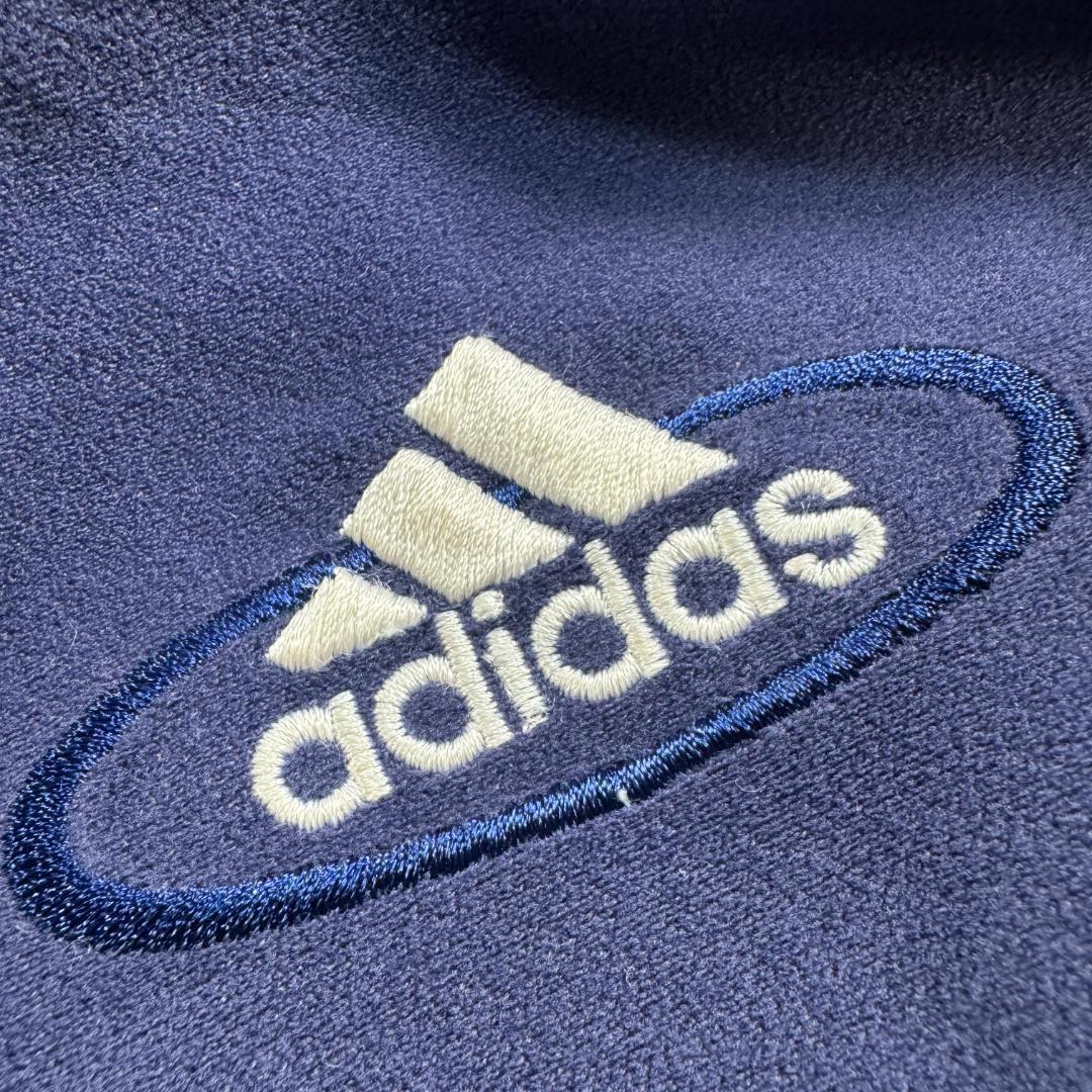 90s adidas アディダス トラックジャケット ベロア ネイビー 刺繍 ad-u-2505-020
