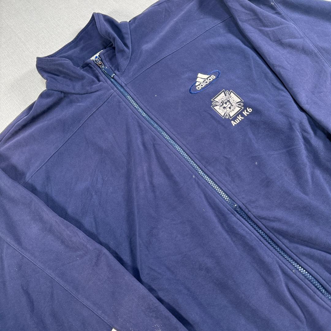 90s adidas アディダス トラックジャケット ベロア ネイビー 刺繍 ad-u-2505-020