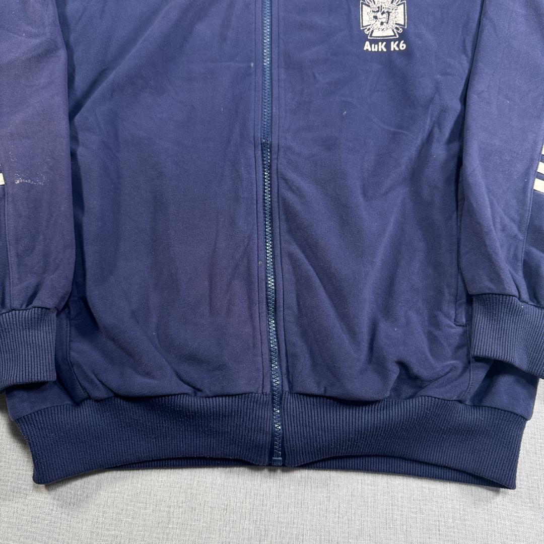 90s adidas アディダス トラックジャケット ベロア ネイビー 刺繍 ad-u-2505-020