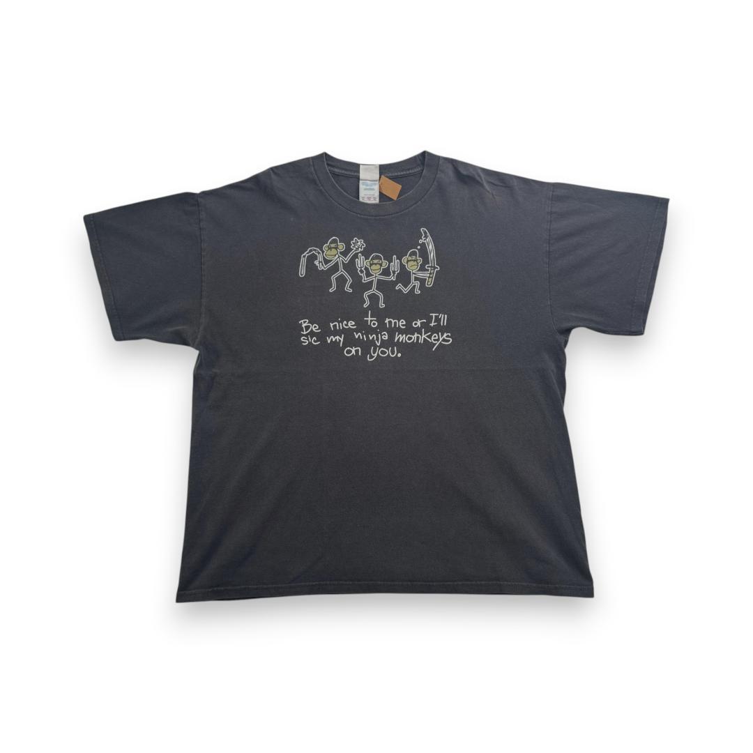 00s Tシャツ 猿 黒 XL a-u-2505-030
