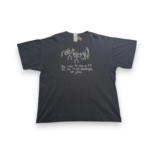 00s Tシャツ 猿 黒 XL a-u-2505-030