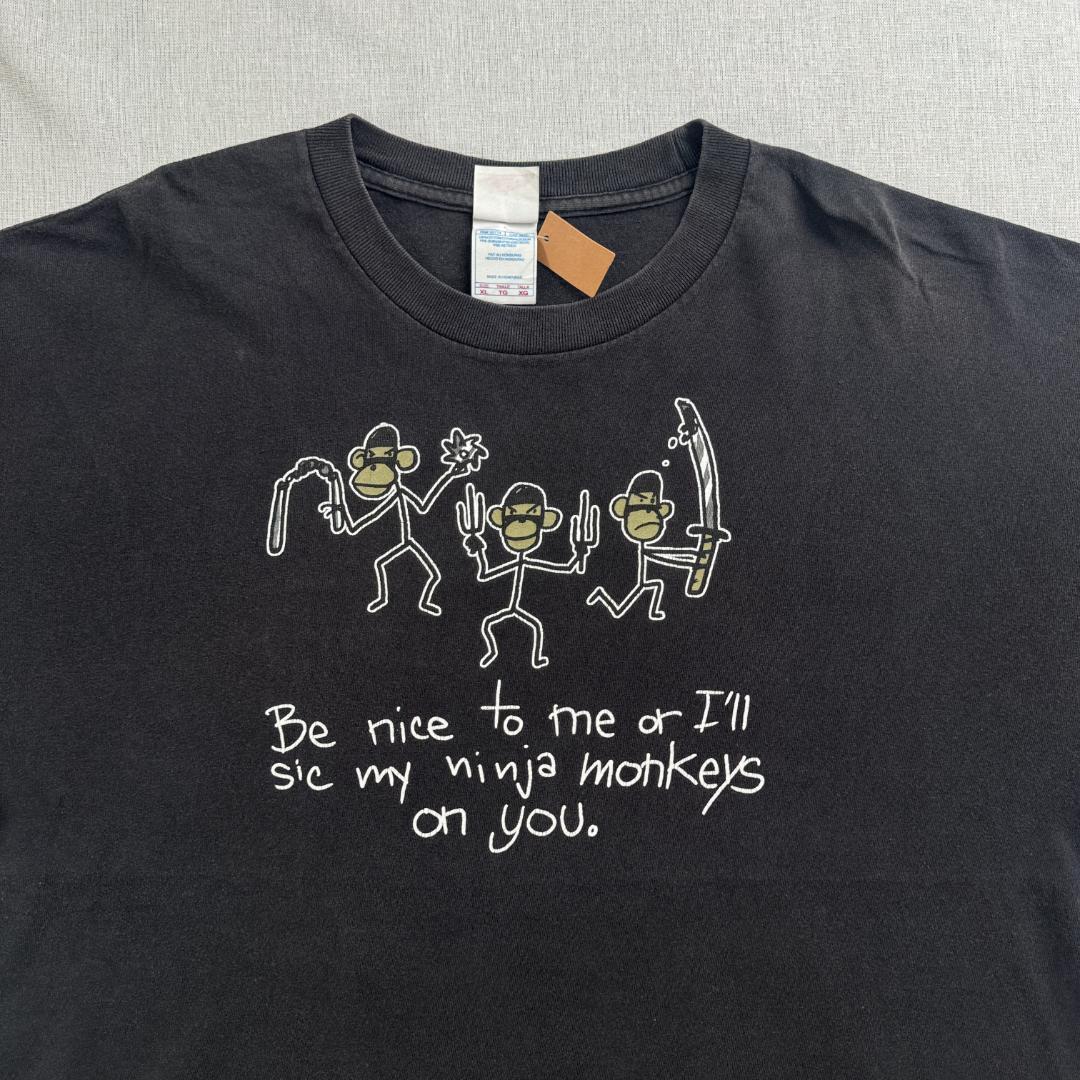 00s Tシャツ 猿 黒 XL a-u-2505-030
