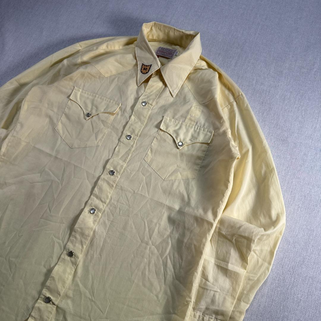 70s 80s HbarC エイチバーシー ウエスタンシャツ 黄色 50 sh-2603-002