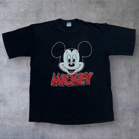 ミッキー マウス USA製 80s ディズニー 青タグ 黒 d-000005