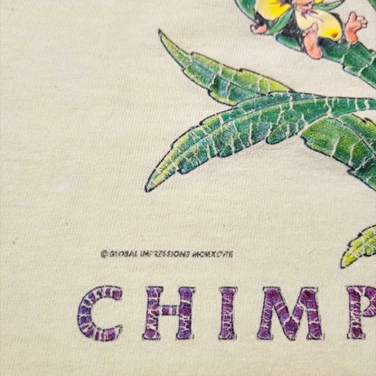 90s 00s アート Tシャツ チンパンジー 花 アニマル 猿 a-000046