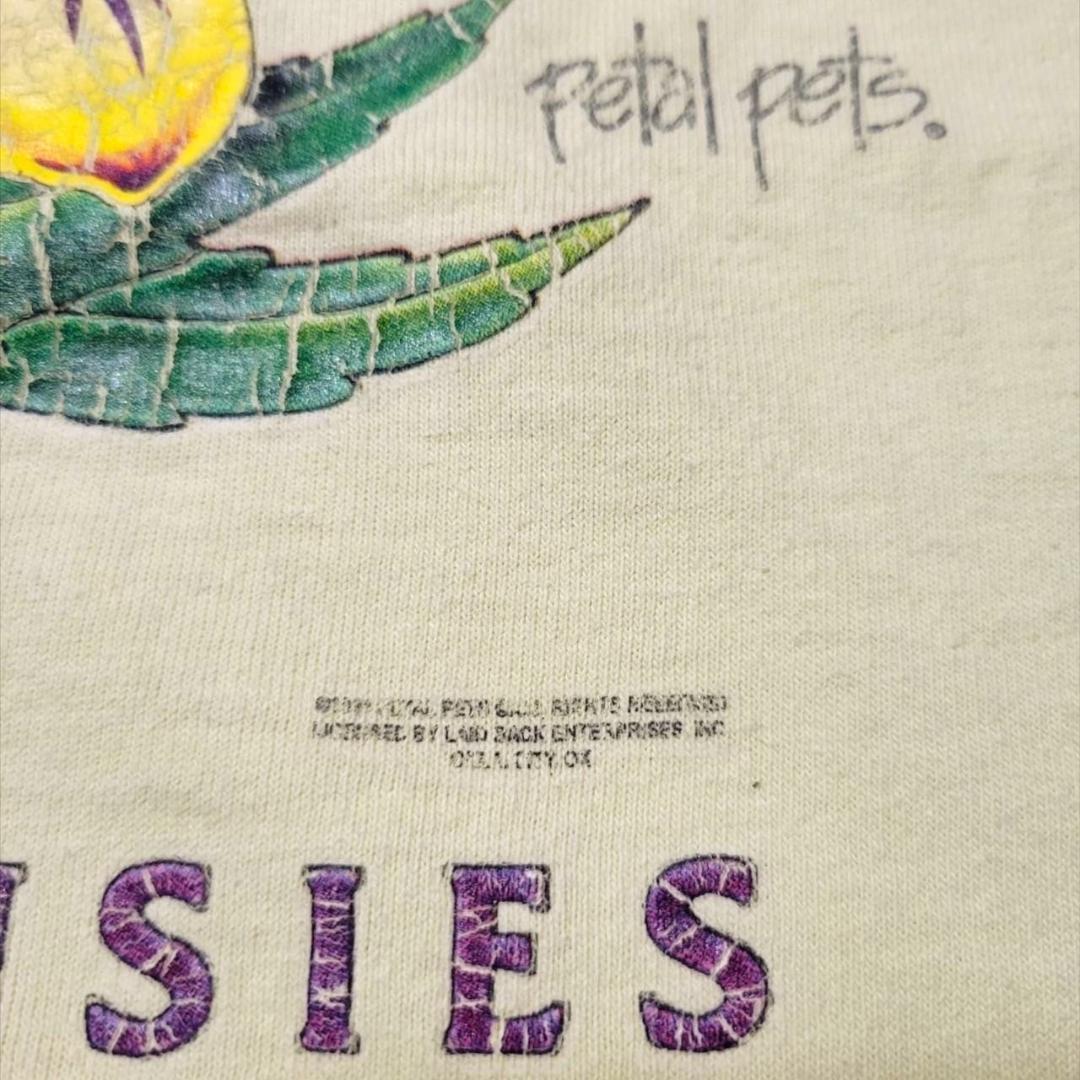 90s 00s アート Tシャツ チンパンジー 花 アニマル 猿 a-000046