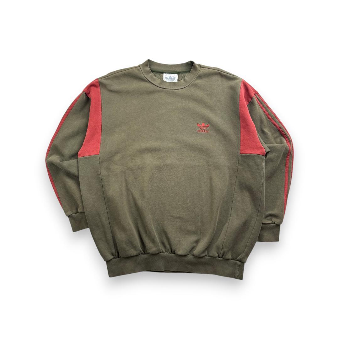 90s adidas アディダス カーキ スウェット 銀タグ br-x-2505-008