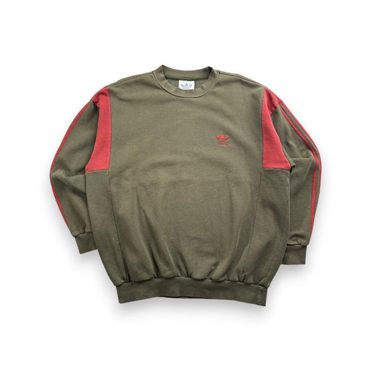 90s adidas アディダス カーキ スウェット 銀タグ br-x-2505-008