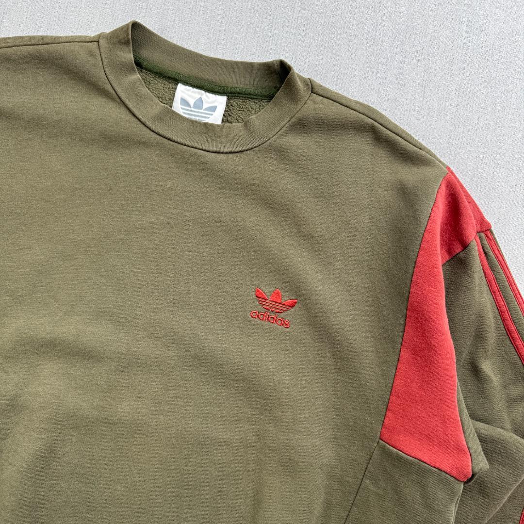 90s adidas アディダス カーキ スウェット 銀タグ br-x-2505-008