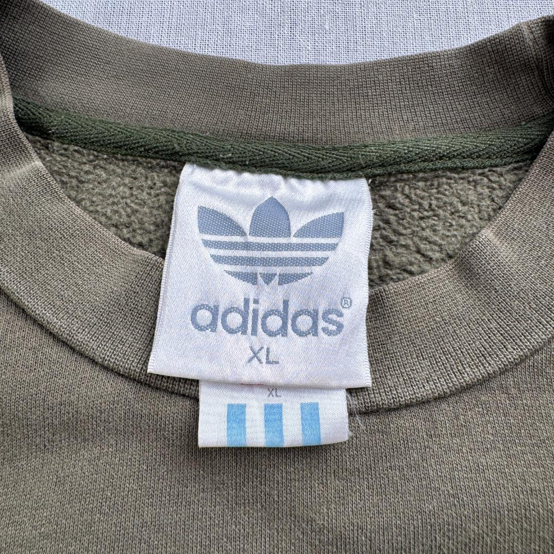 90s adidas アディダス カーキ スウェット 銀タグ br-x-2505-008