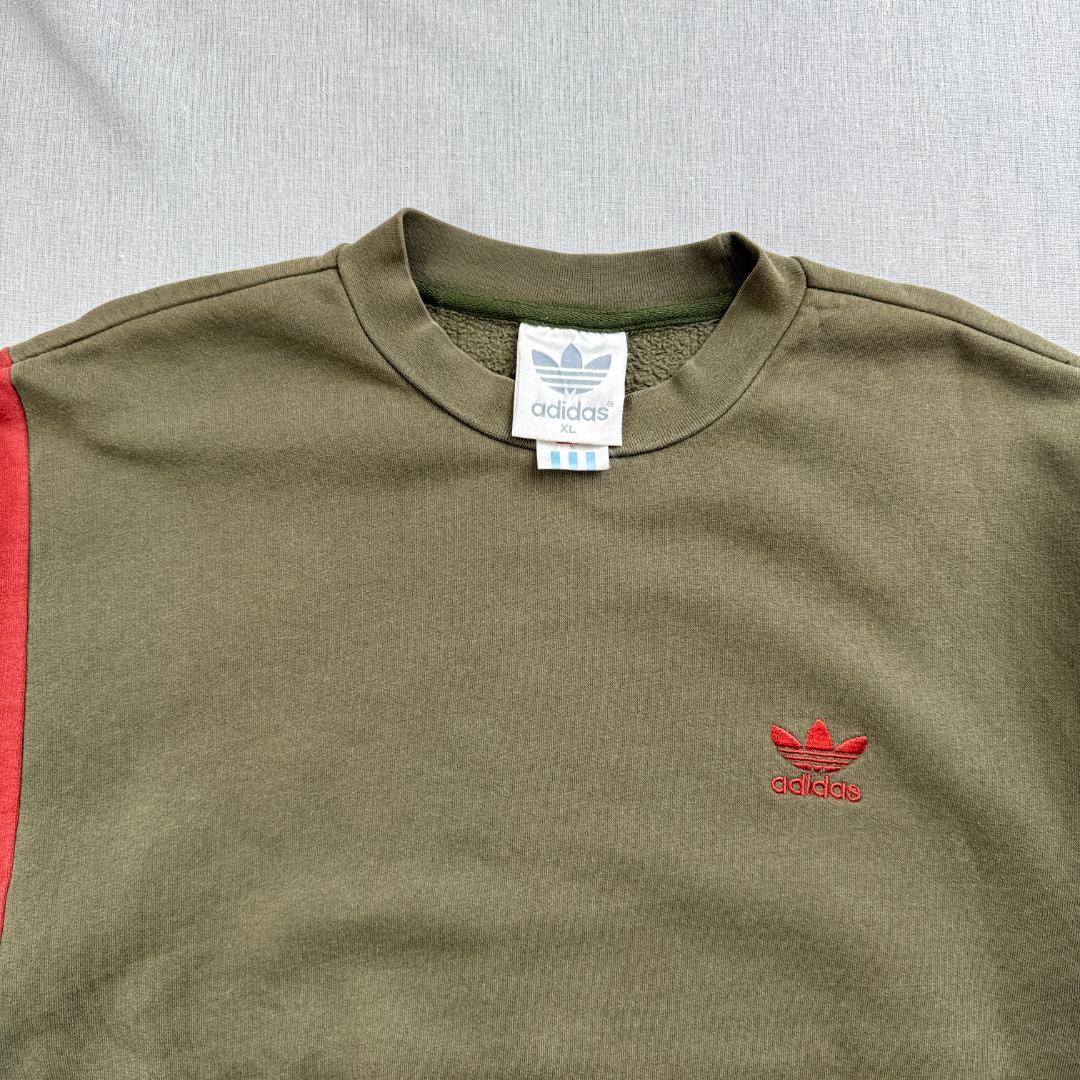 90s adidas アディダス カーキ スウェット 銀タグ br-x-2505-008