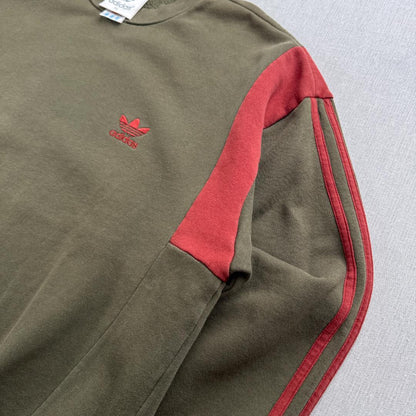 90s adidas アディダス カーキ スウェット 銀タグ br-x-2505-008