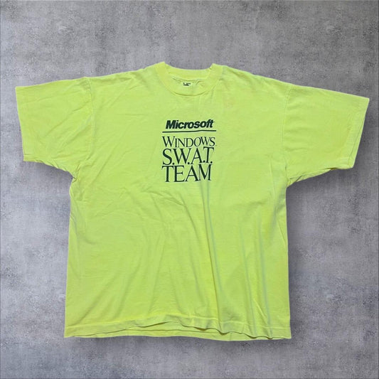 90s マイクロソフト windows 企業T USA製 蛍光色 co-u-2505-038