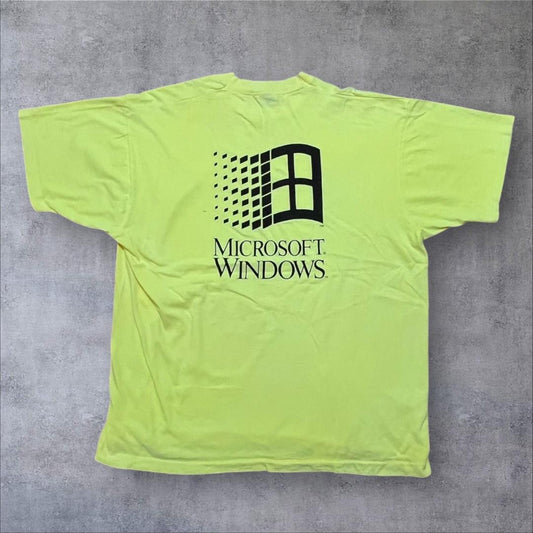 90s マイクロソフト windows 企業T USA製 蛍光色 co-u-2505-038