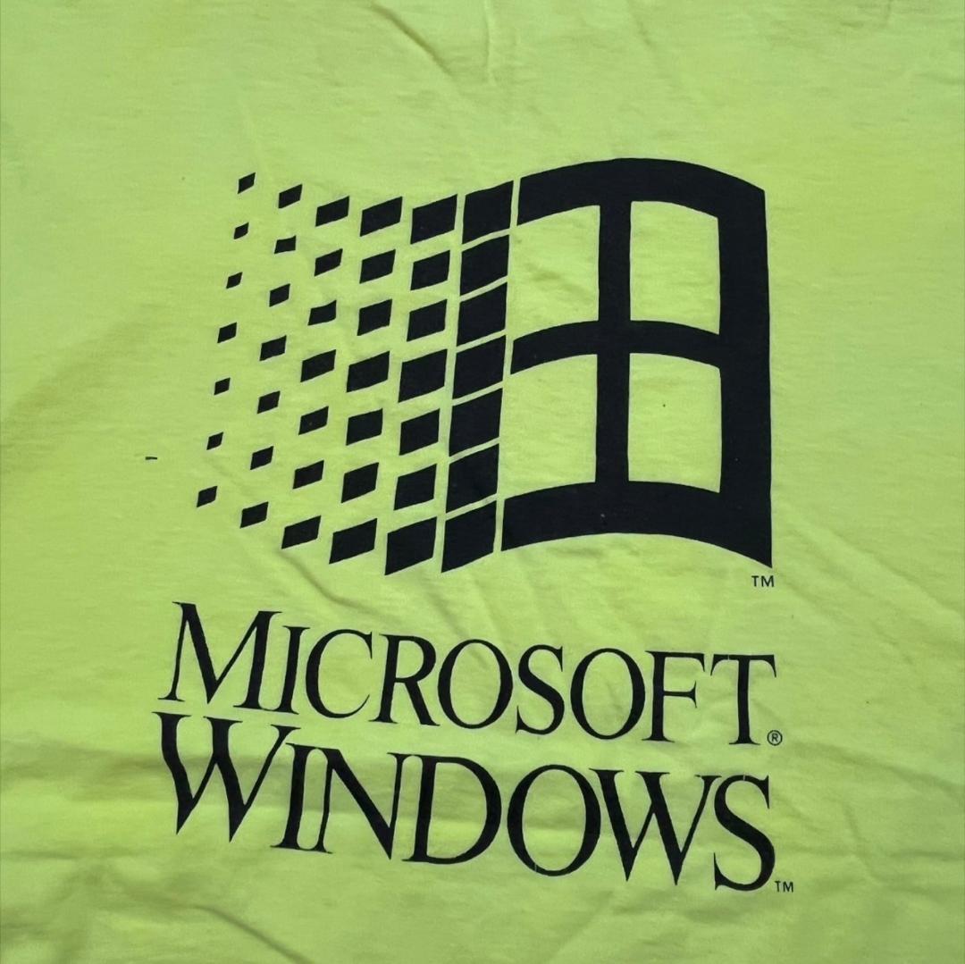 90s マイクロソフト windows 企業T USA製 蛍光色 co-u-2505-038