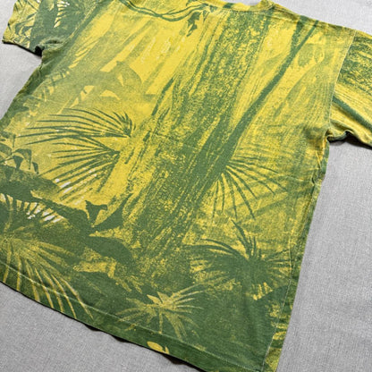 90s ディズニー ドナルド Tシャツ AOP 総柄 黄色 d-000033