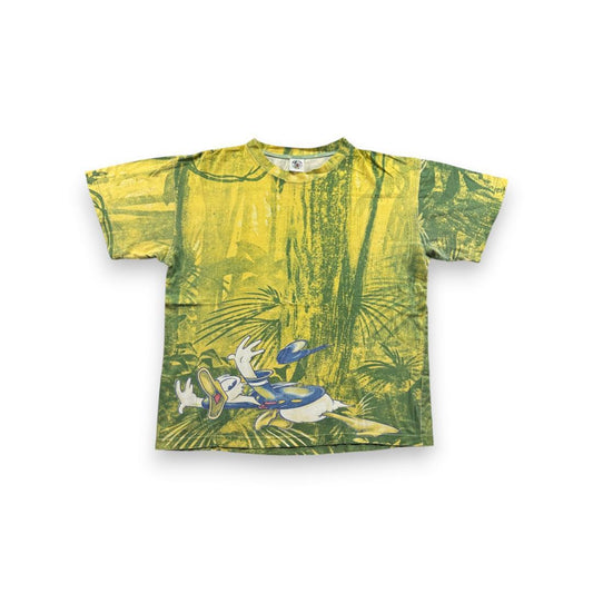 90s ディズニー ドナルド Tシャツ AOP 総柄 黄色 d-000033