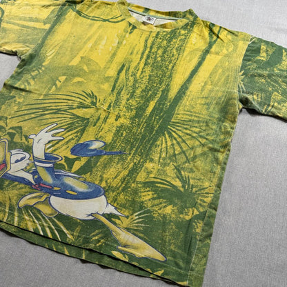 90s ディズニー ドナルド Tシャツ AOP 総柄 黄色 d-000033