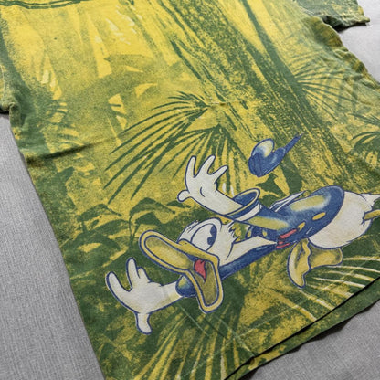 90s ディズニー ドナルド Tシャツ AOP 総柄 黄色 d-000033